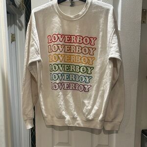 White and multicolor Loverboy sweatshirt!